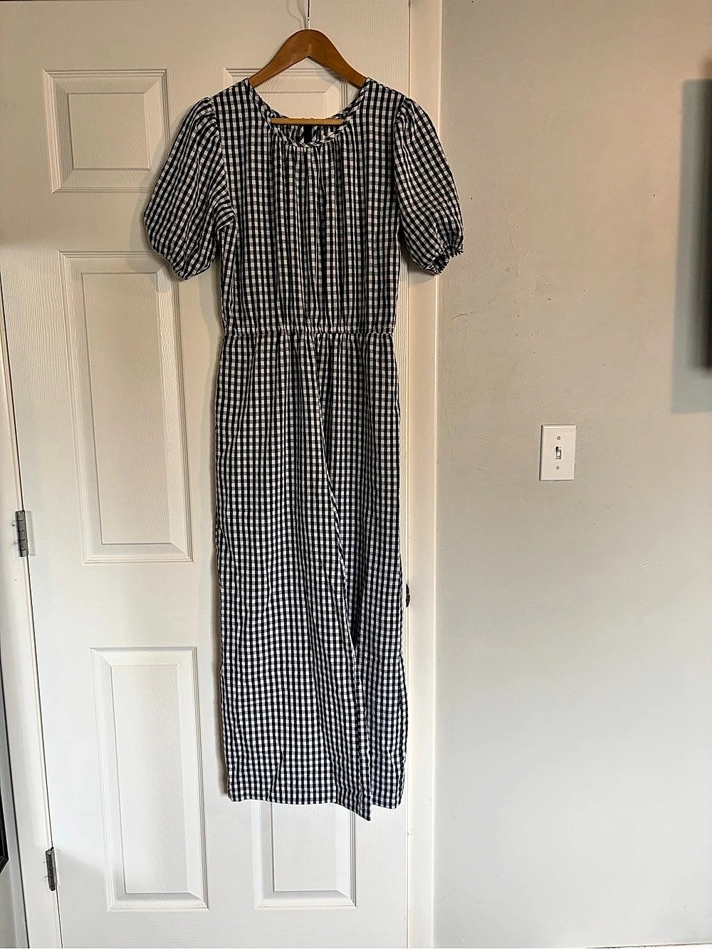 Things Between (Roolee) Jumpsuit Gingham Short Sleeve Navy & White Small